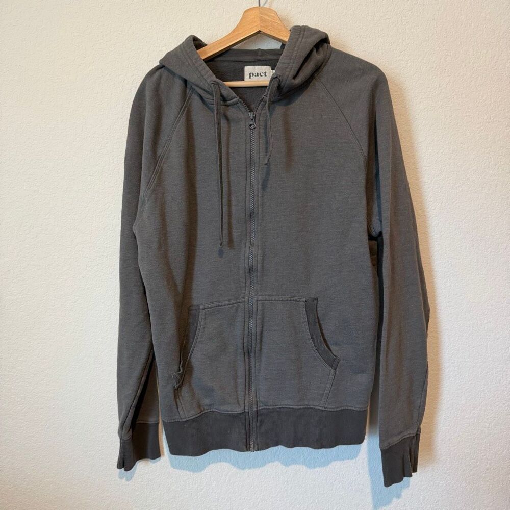 Pact Washed Organic Cotton Lounge Full Zip-Up Hoodie Men's Size Large